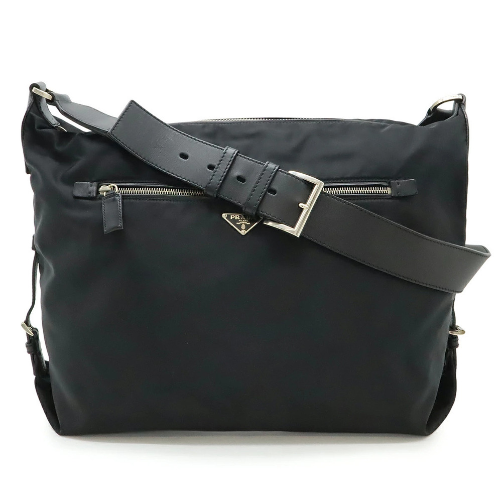 Prada Triangle Messenger Crossbody Leather NERO Black